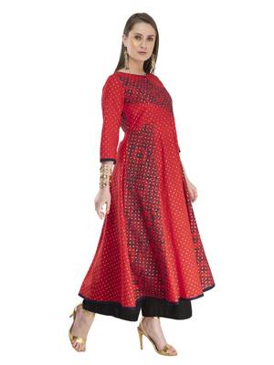 Red Printed Cotton Anarkali ANARKALI Kurti 3
