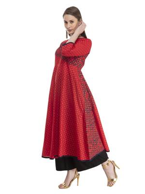 Red Printed Cotton Anarkali ANARKALI Kurti 5