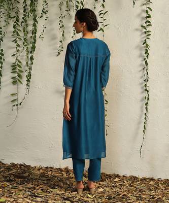 Blue chanderi kurta set 3