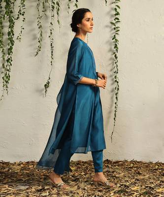 Blue chanderi kurta set 5