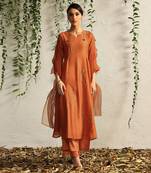Spice orange chanderi kurta set