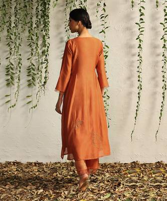 Spice orange chanderi kurta set 3