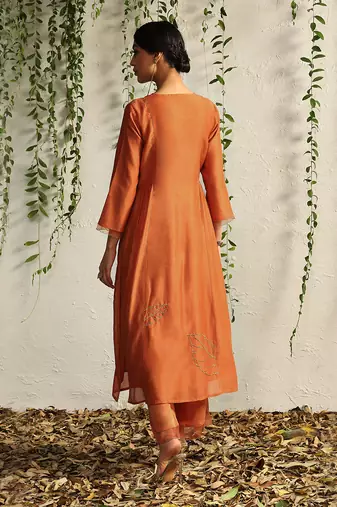 Spice orange chanderi kurta set