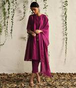 Pop pink chanderi kurta set