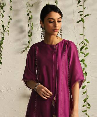Pop pink chanderi kurta set 5