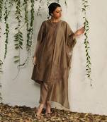 Ginger chanderi tie up kurta set