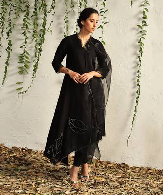 Black chanderi kurta set 1