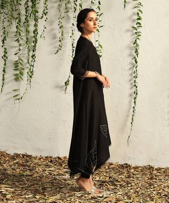 Black chanderi kurta set 3