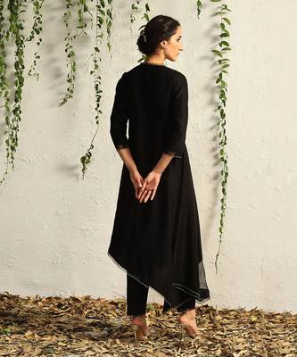 Black chanderi kurta set 4