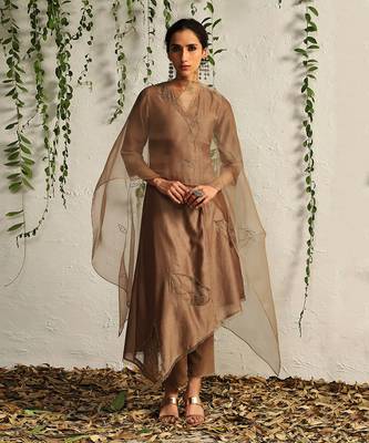 Ginger chanderi kurta set 1