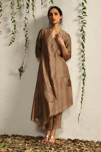Ginger chanderi kurta set