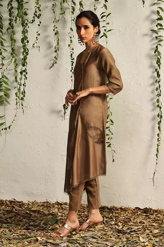 Ginger chanderi kurta set