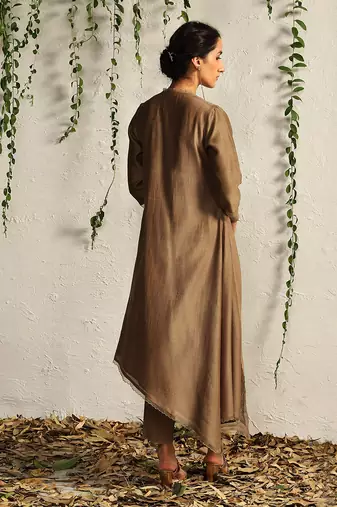 Ginger chanderi kurta set