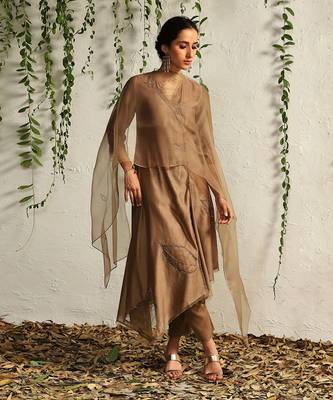Ginger chanderi kurta set 5
