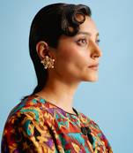 Gold honey suckle in dusk earring