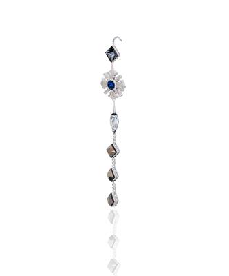 Metallic silver with midnight blue morning day lily earrings 4
