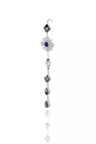 Metallic silver with midnight blue morning day lily earrings