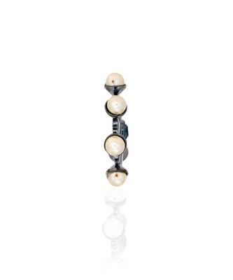 Deep gunmetal with ink blue old daisy earrings 4