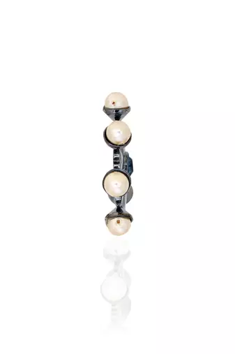Deep gunmetal with ink blue old daisy earrings