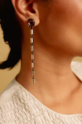 Old amethyst woody lavender earrings