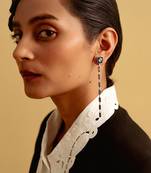 Deep water blue woody lavender earrings