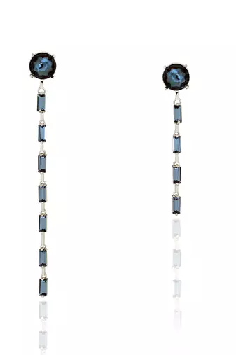 Deep water blue woody lavender earrings