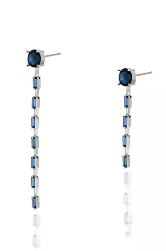 Deep water blue woody lavender earrings