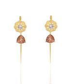 Dusty pink in yellow gold vintage lilies earrings