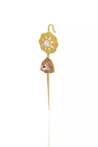 Dusty pink in yellow gold vintage lilies earrings