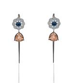 Blue and dusty pink in gunmetal vintage lilies earrings