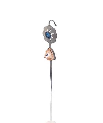 Blue and dusty pink in gunmetal vintage lilies earrings 2