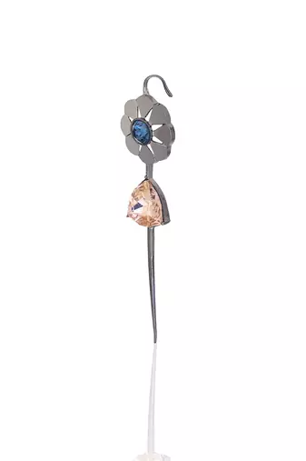 Blue and dusty pink in gunmetal vintage lilies earrings