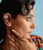 Smoky topaz in yellow gold vintage lilies earrings