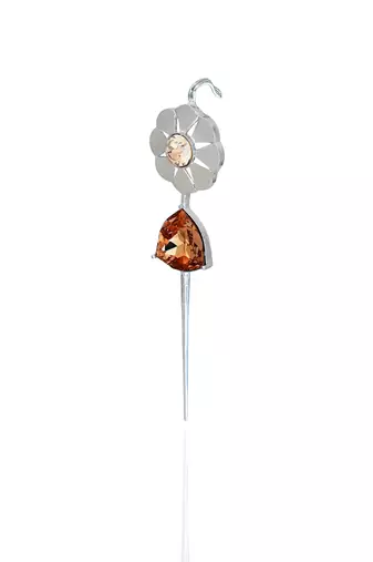 Smoky topaz in silver vintage lilies earrings