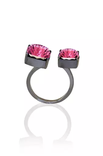 Violet in gunmetal velvet sage ring