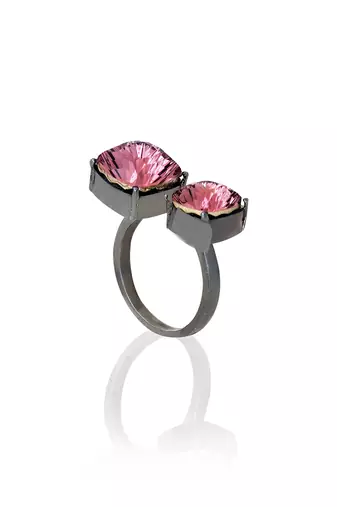 Violet in gunmetal velvet sage ring
