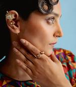 Smoky quartz in silver velvet sage ring