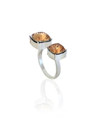 Smoky quartz in silver velvet sage ring 3