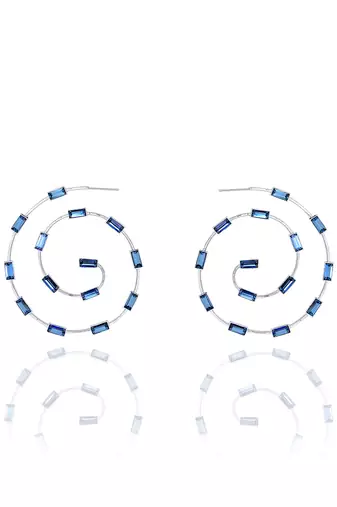 Midnight blue in silver classic merigold earring