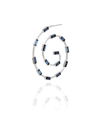 Midnight blue in silver classic merigold earring 3