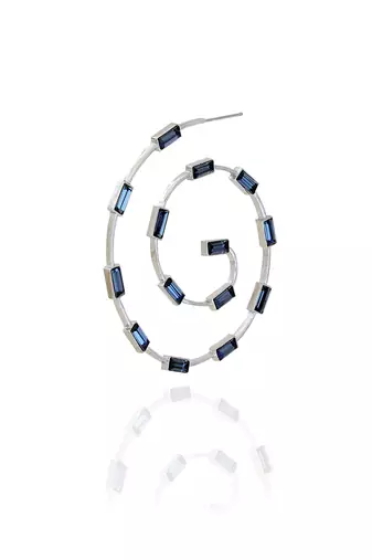 Midnight blue in silver classic merigold earring