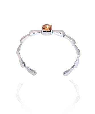 Smoky quartz in silver white peony bracelet 2