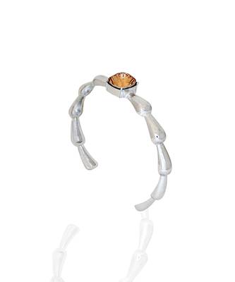 Smoky quartz in silver white peony bracelet 3