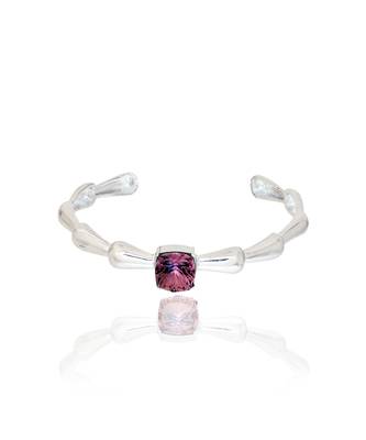 Amethyst in silver white peony bracelet 1