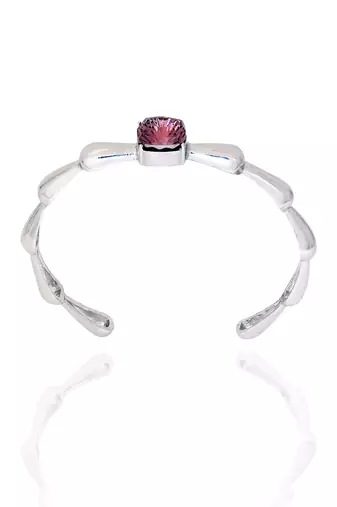 Amethyst in silver white peony bracelet
