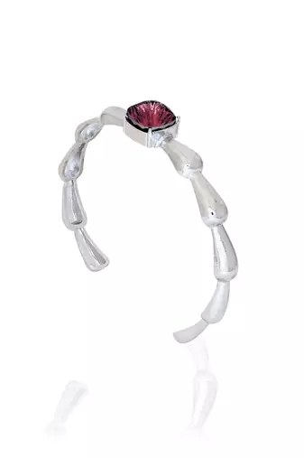 Amethyst in silver white peony bracelet