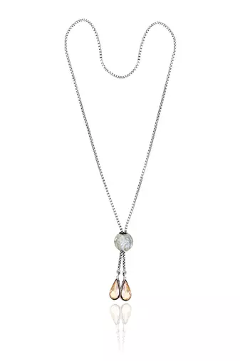 Silver amber rose pendant