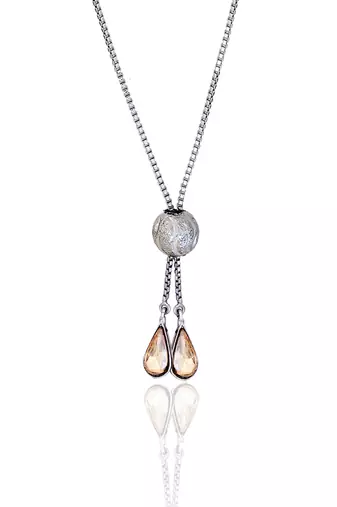 Silver amber rose pendant