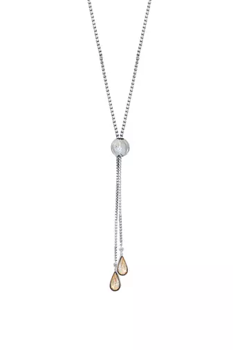 Silver amber rose pendant