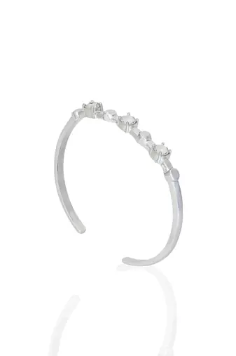 Diamond in silver water lily bracelet